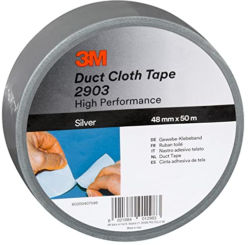 3M Universelles Gewebeklebeband 2903, Duct Tape, Starkes Panzertape, Reparatur Klebeband, Starke Klebkraft, leicht abreißbar, 48mm x 50m, Silber - 1 Rolle