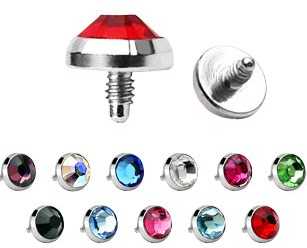 Trend Agent Dermal Anchor Aufsatz - Flache Kugel mit Stein 4mm hellblau