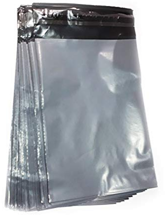 UKPS 50 Grey Colour Plastic Polythene Peel + Seal Mailing Postal Bags Large Size 12 x 16 / 305x405mm Self Seal Packing Packaging Postage Mail Sacks Mailers