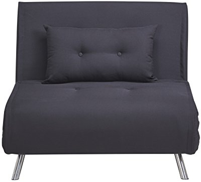 Schlafsessel Jugendsessel Gästebett Kindersessel Klappsessel Kunstleder und Stoff Beinen Maxi, schwarz (Stoff)