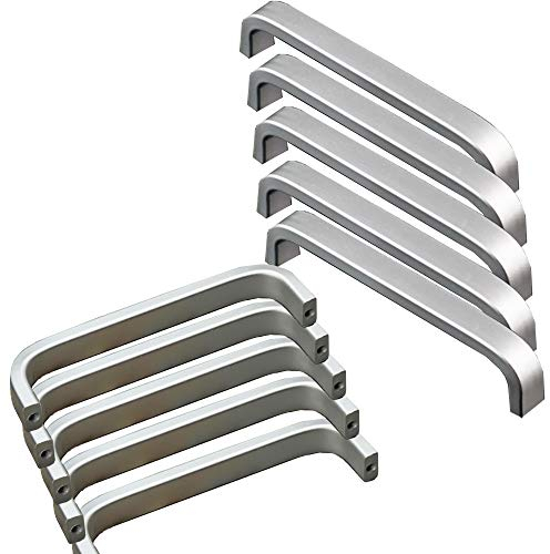 Qrity 10 pcs 128mm Aluminum Door Drawer Knobs Pull Handles Cabinet Cupboard Closet Door Bow Shape Pull Handle