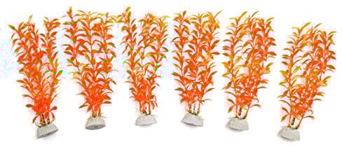 sourcingmap® 6pcs Orange Plastic Aquarium Plants Fish Tank Grass Plant Decorative Landscape