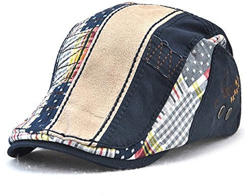 Tioamy Schirmmütze Kappe Unisex Mütze Stickerei Damen Herren Mütze Flatcap Sportmütze Newsboy Cap Beret Cap Cabbie Cap, 10x10x3, Dunkelblau