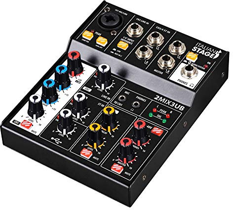 Italian Stage IS2MIX3UB Mixer stereo compatto per microfono/linea con Bluetooth e USB
