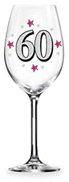 dor Calice Maxi 60 Anni in Vetro con Stampa Glitter - Gadget Augurale Idea Regalo