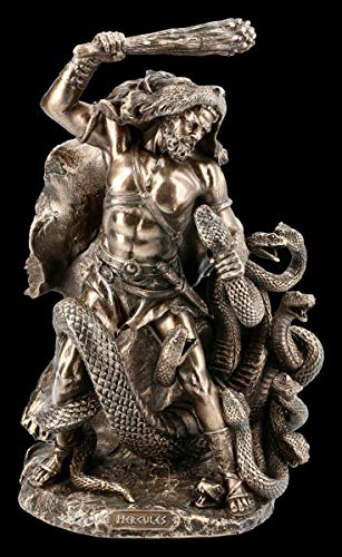 Unbekannt Griechischer Gott Herkules Fantasy-Figur im Kampf mit der Hydra | Deko-Figur, Deko-Artikel, Statue, Skulptur, Bronze-Optik, H 22,5 cm