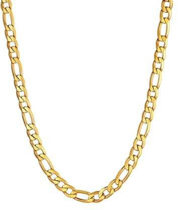 Bandmax Collier Chaîne Figaro Courte Plaqué Or Ras de Cou Femme Maille 6mm/46cm