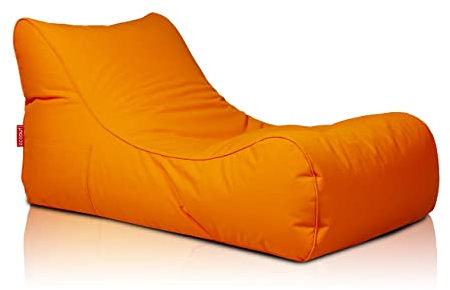 Ecopuf Wetterfester Outdoor Sitzsack Master Chaise Longue - Sitzsack mit Staufach und Griff - Wasserfester Stoffsack - Entspannungssessel - Wohnungseinrichtung - 115x65x60cm, Orange M3