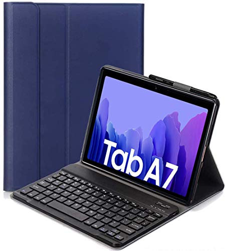 RLTech Clavier étui pour Samsung Galaxy Tab A7 10.4 2020, AZERTY Slim PU Housse Détachable Wireless Clavier Keyboard sans Fil Coque pourSamsung Galaxy Tab A7 T500/T505/T507 10.4 2020, Bleu