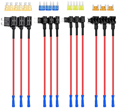 Nilight Lot de 12 porte-fusibles 12 V Mini Micro2 Tap fins Add-a-Circuit à 4 types, ATO ATC ATM APM, pour voitures, camions, bateaux