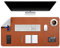 DOBAOJIA Tappetino per Mouse Grande, Mouse Pad XXL, Sottomano da Ufficio, Laptop Tappetino, Tappetino Scrivania, Tappetino Scrittura, Uso Doppio Lato Simipelle PU 90 x 43cm Marrone/Grigio