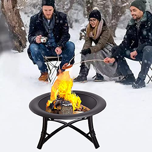 BDXZJ Fosse À Bois, Bol de Foyer pour Barbecue, Grand Foyer pour Extérieur Rond 26 Pouces avec Couvercle Pare-Étincelles pour Camping, Chauffage Extérieur, Feu de Joie Et Pique-Nique 66cm