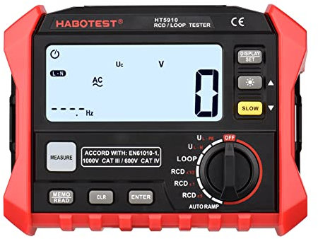 Benkeg HT5910 Misuratore di Resistenza Digitale LCD da 4,7 Pollici Tester Interruttore di dispersione RCD/Loop Tester 1000 Megaohmmetro di archiviazione Dati Voltmetro con retroilluminazione