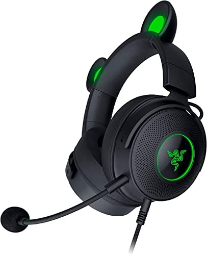 Razer Kraken Kitty V2 Pro - Cuffie RGB Cablate con Orecchie Intercambiabili da Gatto/Orso/Coniglio (Illuminazione Reattiva allo Streaming, Audio Surround 7.1) Nero