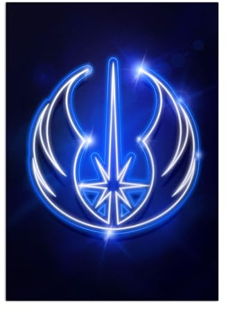 Displate Offiziell Star Wars MetallPoster Magnetische Befestigung Inklusive Lizenziert Bilder Hochwertiges PosterJedi Order Crest neon Poster 67.5 cm x 48 cm