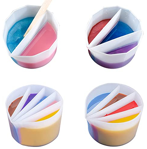 Ksvaye 4 Stück Acrylic Pouring Zubehör 2/3/4/5-Kanal Split Cup Silikon Geteilter Becher zum Ausgießen von Acrylfarben Acryl Pouring Farbgießbecher Silikongießbecher Ausgießbecher