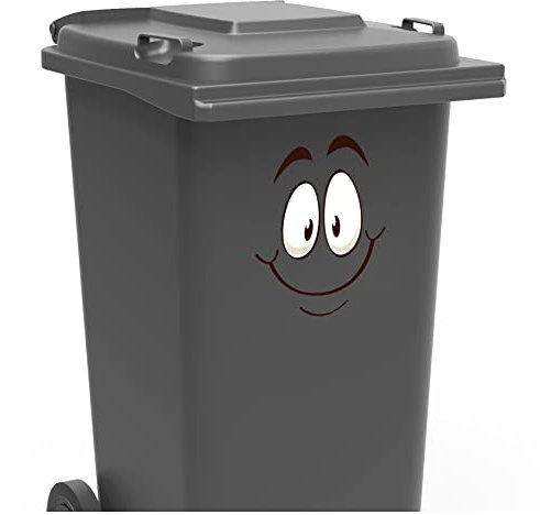 Finest Folia Aufkleber Gesicht Augen und Mund Sticker Mülltonnenaufkleber für Mülltonne Mülleimer Kühlschrank Toilette Deko selbstklebend wetterfest R206 (01 Fröhlich)