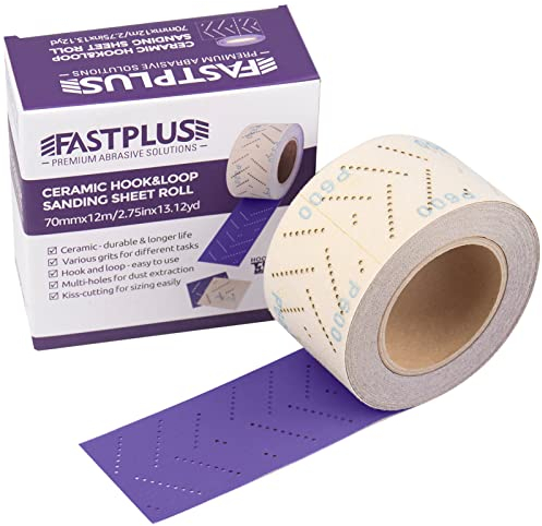 Clean Schleifpapier Rolle Purple Clean Schleifrollen 70 mm x 12 m Multi-Hole Schleifpapierrolle Rechteckig Von Hand Zerrissen Schleifpapier zum Entfernen von Beschichtungen, Autoschleifen, Körnung 150