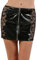 MISS NOIR 20711 Damen Kurzer Sexy Rock aus Wetlook-Lack und Spitze Frontreißverschluss Vinyl Spitzenrock Clubwear, Schwarz (20711-BK), XXL