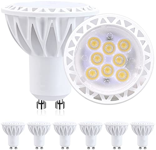 GOHDLAMP Ampoules Led GU10 à 4000K Blanc Lumière du Jour Lot de 6,LED GU10 2 Broches Base Éclairage sur Rail Encastré de Rechange, Équivalent Halogène 50W,Faisceau 5W 450Lm 38° à Intensité Variable