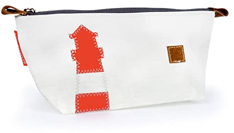 360° Navigator Etui aus Segeltuch, Recycling Federtasche Federmäppchen, weiß Anker Neonorange
