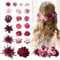 21 Stück Blumen Haarspangen Bohemian Haarclip Mehrfarbig Rosen Haarnadeln Haarschmuck für Strandparty, Braut, Hochzeit, Event Dekoration (Rot)