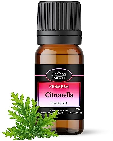 Essican Purelife Citronella Essential Oils for Skin and Home Fragrance 10ml | 100% Pure Essential Oil, Citronella, Candle Making, Body Oils, Garden Burners, Aromatherapy, Humidifiers, Glass Bottle