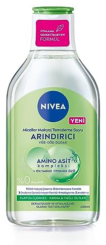 NIVEA Micellar Make-up Entferner und Mattierer 400ml, Gesicht, Augen und Lippenreiniger, Aminosäure-Komplex und Ozeanalgenextrakt