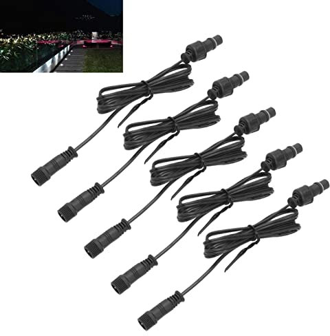 ViaGasaFamido 5pcs Deck Light Extension Cable 2 Pin IP67 Waterproof 3.3ft Plug and Play, PVC for Garden Lights, Road Lighting, LED Landscape Spotlights