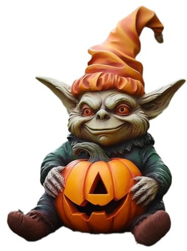 Tuzsocr Halloween-Kürbislaterne, Lampe zur Dekoration von Außerirdischen aus Kunstharz, Halloween-Figuren mit LED-Lichtern, Halloween-Dekoration, für drinnen und draußen (Stil 1)