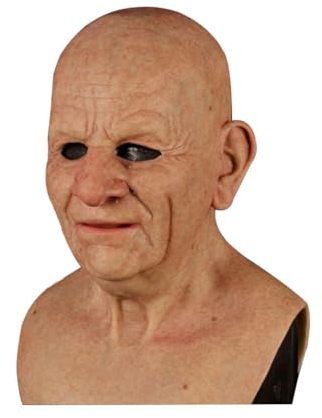 UIKEEYUIS Halloween Latex Vollmaske, breite Anwendung, ungiftig, langlebig und atmungsaktiv, realistische Halloween Horror Maske, alte Mann Maske