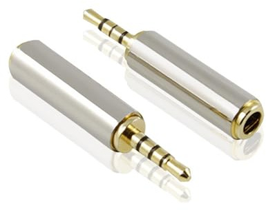 Juleioube 2 PCS 2.5mm Male to 3.5mm Headphone Adapter Converter Gold 2.5mm Male Balanced 4 Ring Connector Durable Audio Adapter Converter for Smartphones Headphone Mic