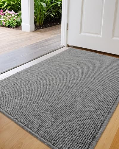 COLOR&GEOMETRY Door Matts Indoor 43.5 x 75 cm, Dirt Trapper Entry Mat Non Slip Washable, Small Doormats Inside Grey Indoor Mats for Front Door Back Door Dog Mats for Muddy Paw