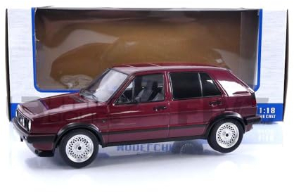 Cochesdemetal 1:18 Modellauto Volkswagen Golf 2 GTI Dunkelrot Auto Erwachsene Classic Car Enthusiasten