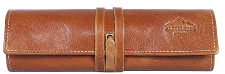 Alpenleder Stifterolle - GFRETT (Handgefertigt) - Nachhaltiges Bio-Leder aus regionaler Landwirtschaft | Federmappe, Federmäppchen klein, Etui Stifte *Fair Produziert* (6x6x21,5cm) (Cognac)