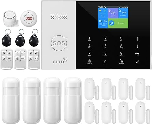 Kit de Alarma de Seguridad doméstica Inteligente, Sistema de Alarma inalámbrica WiFi con Sirena, Sensor de Movimiento PIR, mandos a Distancia, Sensor de Ventana/Puerta (Kit de 21 Piezas)
