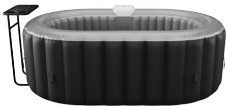 Vente-unique - Spa Gonflable Ovale 2 Places - L190 x P120 x H65 cm - 90 Buses d'air - Noir - B-Lucky II