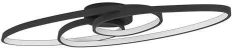 EGLO LED Deckenleuchte Gianella, Deckenlampe dimmbar in Stufen | Wohnzimmerlampe aus Metall in schwarz und Kunststoff in weiß, warmweiß, 88 cm