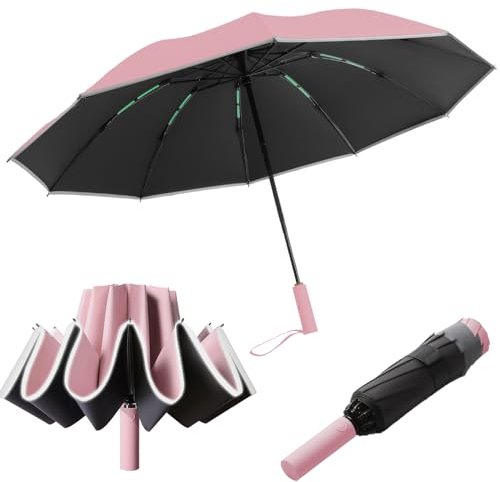 Oziral Regenschirm Sturmfest Taschenschirm Wetterfest Automatisch 50+ 99% UV-Schutz öffnend Zusammenklappbar Golfgröß belüftet Winddicht Verstärkt Doppellagiger Regenschirm, Damen Herren