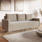 MOTIVENA Leo Sofagarnituren, 3 Sitzer Sofa mit Bettfunktion, Schlafsofa 215 cm Breit, Klappsofa mit Schlaffunktion, Bettsofa mit Schlaffunktion, Taschenfederkern (H3), Samt Sofa Beige