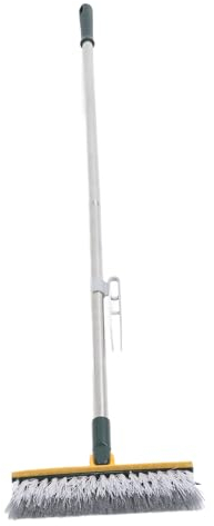 Brosse à Récurer pour Sol avec Manche Long, épurateur 2 en 1 pour Le Nettoyage de la Salle de Bain, Tête de Brosse Rotative à 180°, Poils Rigides, Poignée Amovible en Acier (Green)