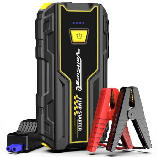 Avviatore Batteria Auto, 3000A Portatile Avviatore di Emergenza per Auto/Moto (per Motori Fino a 7.5L Benzina/5.0L Diesel) 12V Booster Avviamento con Torcia a LED