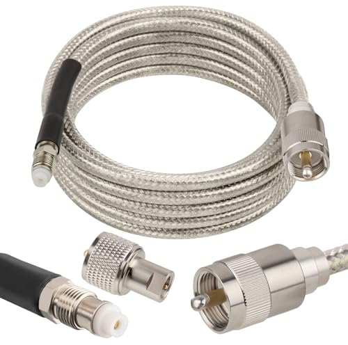 MOOKEERF Cavo coassiale CB da 3 m, cavo antenna CB a bassa perdita RG8X con nucleo intrecciato con connettore maschio PL-259 e FME/PL259 - 3 m