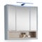 TUNIS Spiegelschrank Bad mit LED-Beleuchtung in Grau / Eiche Sonoma Optik - Badezimmerspiegel Schrank mit viel Stauraum - 65 x 65 x 16 cm (B/H/T)