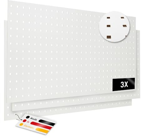 PEGBOARD - MADRID Lochwand 122 x 61 x 0,3 cm MDF weiß lackiert - Hergestellt in Deutschland - Heizkörperverkleidung, Türfüllung, Paravent oder Lüftungsgitter - Dekorative Lochplatte [Dreierpack]