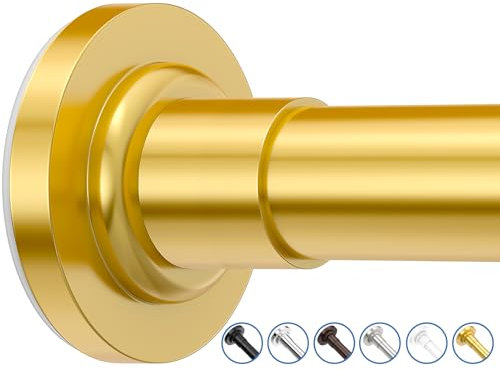 SUNALLY Shower Curtain Rod, Adjustable 32-89 Inch Spring Tension Shower Rods Stainless Steel Telescoping Curtain Rod for Bathroom, No Drilling, No Slip, No Rust, Gold