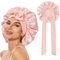 Catelves Seidenhaube zum Schlafen Lange Haare, Silk Bonnet Weiche und Bequeme, Bonnet Seide, Hair Bonnet, Schlafhaube Seide für Verstellbares Breites Band zur Befestigung am Kopf(Hellrosa)