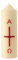 Weisse Osterkerze mit Alpha und Omega und Kreuz in modernem Stil, Rot, 16,5x5 cm
