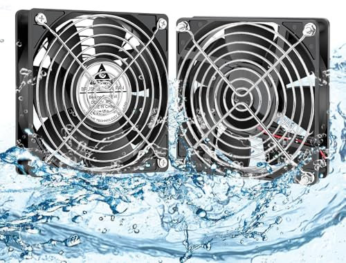 GDSTIME Lot de 2 ventilateurs de refroidissement IP68 120 mm CC 12 V 120 x 25 mm 2 broches à double roulement à billes pour boîtier PC