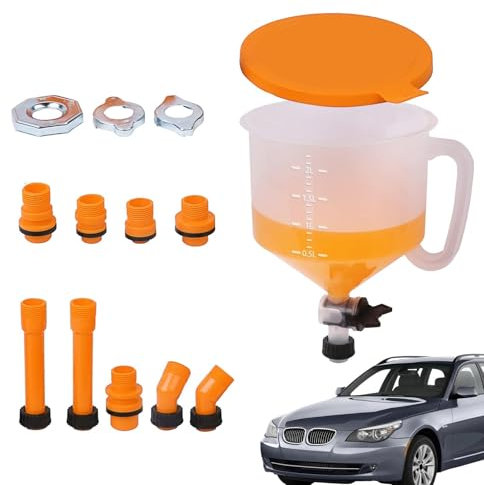 No-Spill Coolant Funnel Kit - 15pcs Antifreeze Funnel with Valve Switches Radiator, Radiator Spill Funnel | Car Radiator Coolant Filling Funnel Kit, Radiator Funnel Set for Vehicle, (Orange)